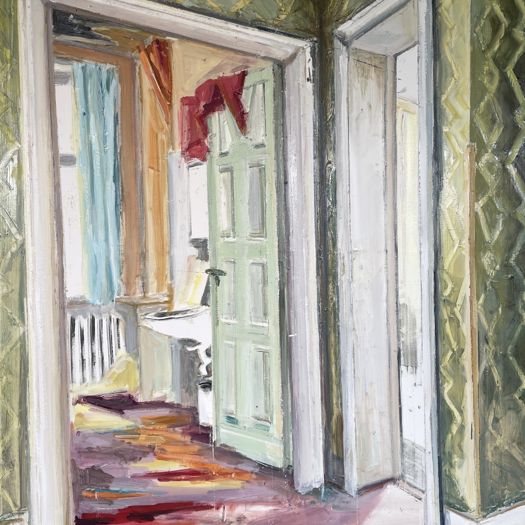 A BATHROOM'S SOLITUDE, 120x100 cm, olie på lærred, 2025