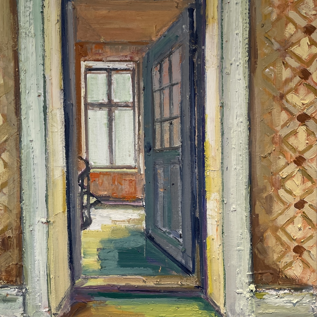 ENTERING THE ROOM, olie på lærred, 60x50 cm, 2025