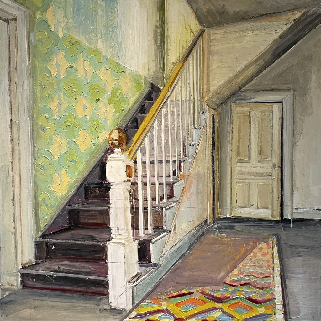 THE ORDINARY HALL, Olie på lærred, 100x90 cm, 2023