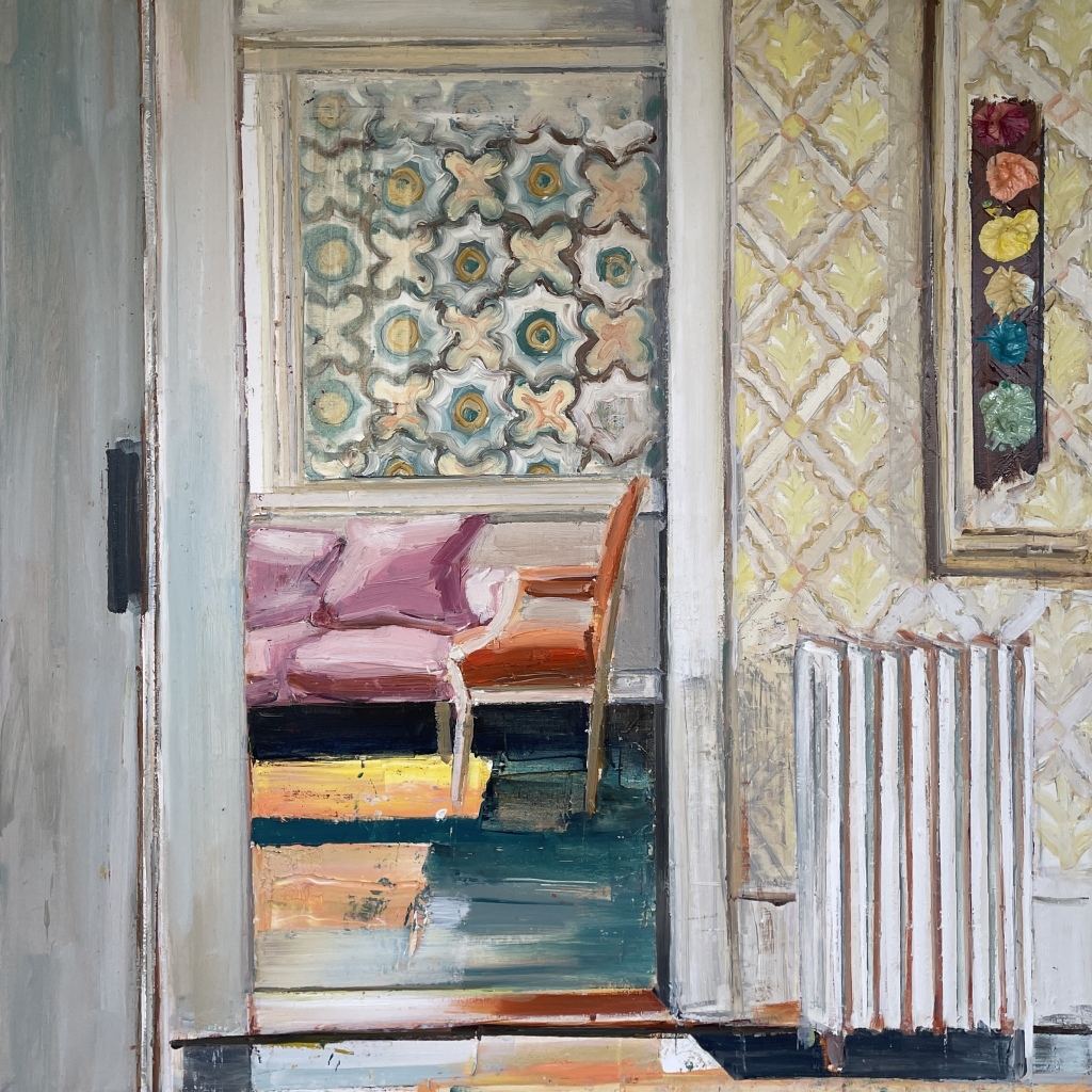 THE BELL STRING, Olie på lærred, 100x90 cm, 2023