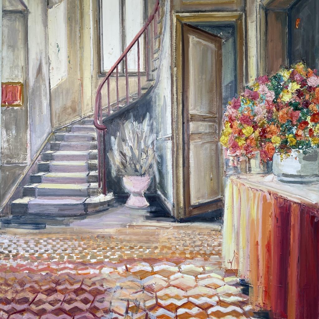WHO SENDS ME FLOWERS, 120x100 cm, olie på lærred, 2025