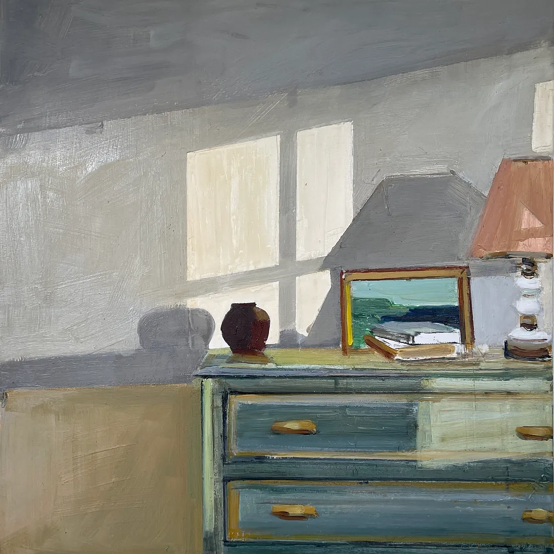 THE CHEST OF DRAVERS, 80x70 cm, olie på lærred, SOLGT