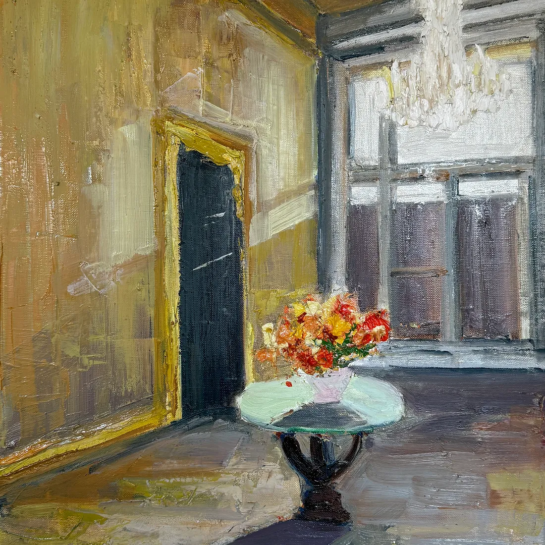 FLOWERS IN THE ROOM, 60x50 cm, olie på lærred, 2025
