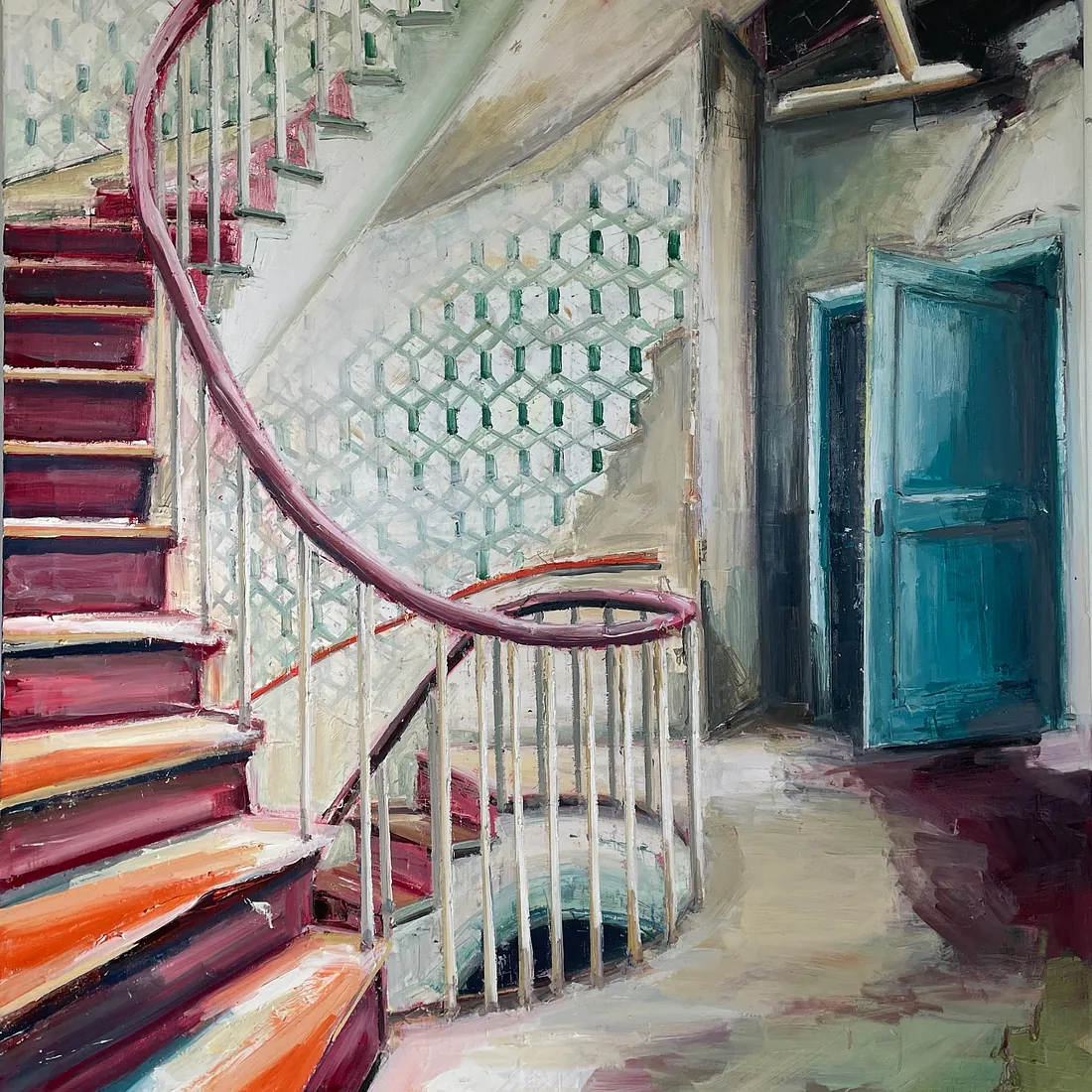 SWING DOWN THE STAIRS, 150x120 cm, olie på lærred, SOLGT