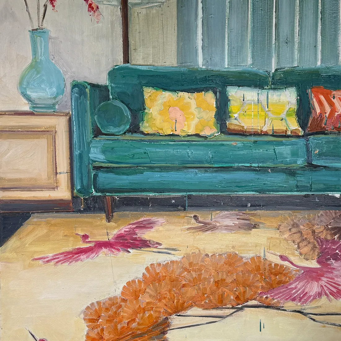 THE BIRD BLANKET, 120x100 cm, olie på lærred, 2023/26