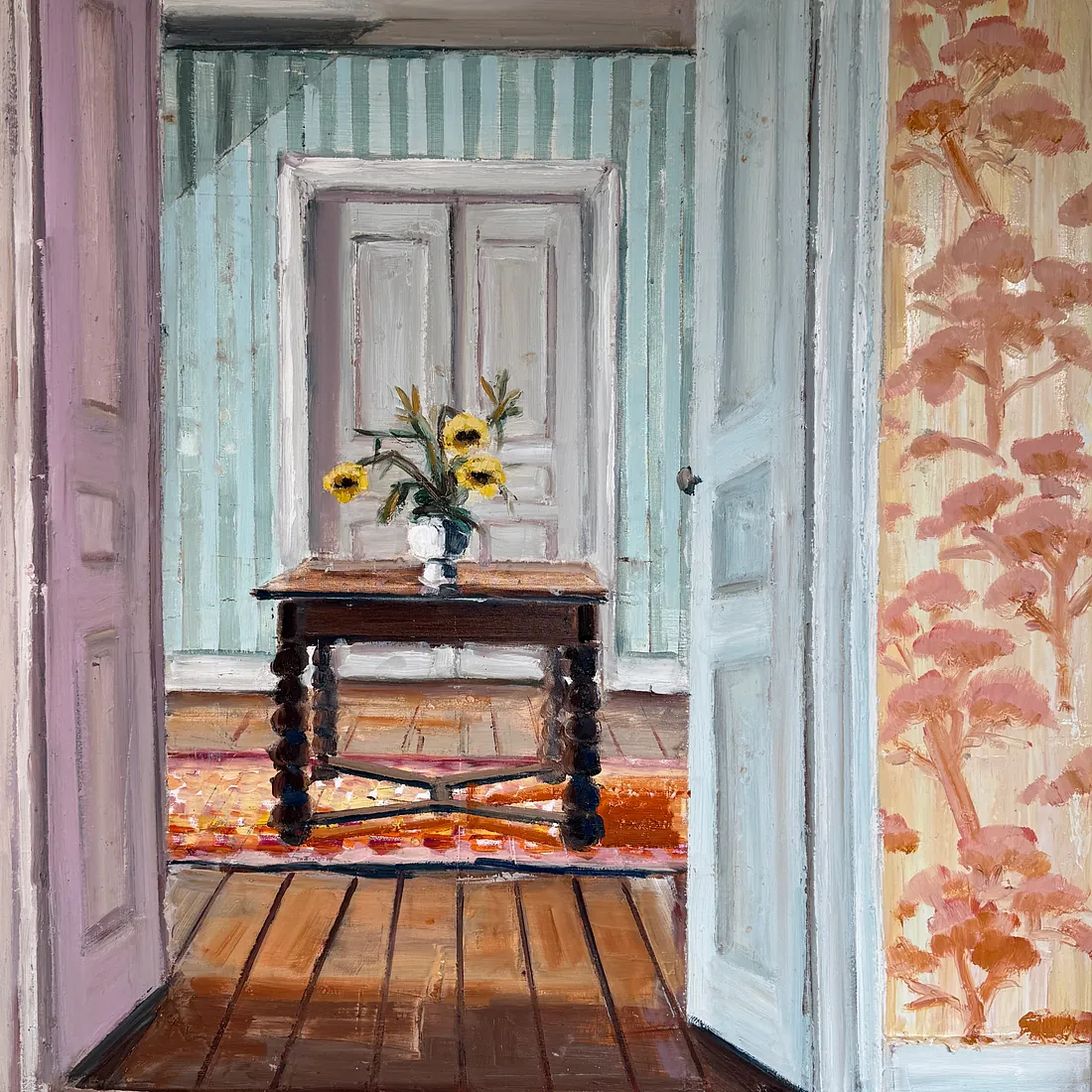 THE SUNFLOWWERS PASSAGE, 100x90 cm, olie på lærred, 2026