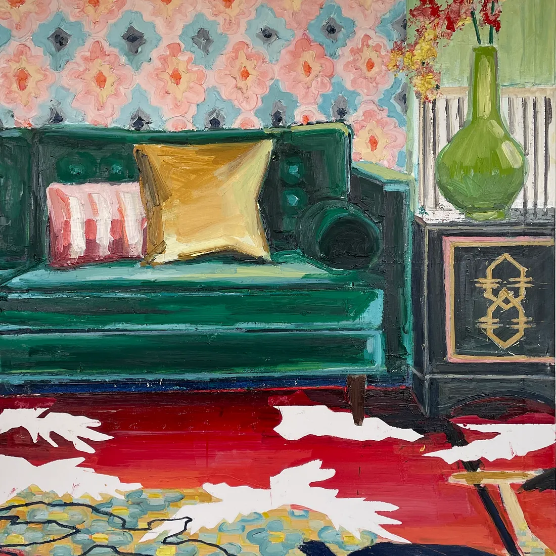 THE GREEN SOFA, 120x100 cm, olie på lærred, SOLGT