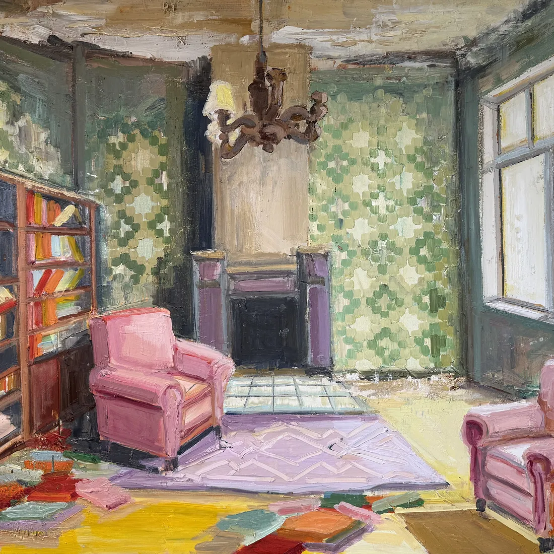 HOME OF UNFINISHED STORIES, 100x140 cm, olie på lærred, 2026