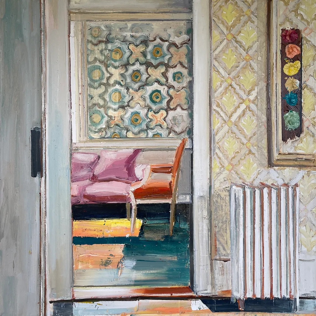 THE BELL STRING, Olie på lærred, 100x90 cm, 2023