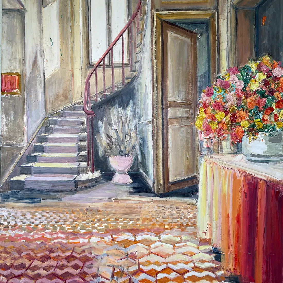 WHO SENDS ME FLOWERS, 120x100 cm, olie på lærred, 2025
